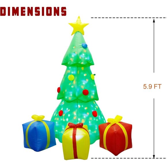 🆕5.9 FT Christmas Inflatable Tree with Rotating Projection Lamp Outdoor Decor - Picture 3 of 9